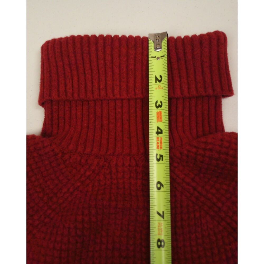 L.L.Bean SuperSoft Waffle Turtleneck Sweater Women M Petite Rustic Red Side Zip - Picture 8 of 11